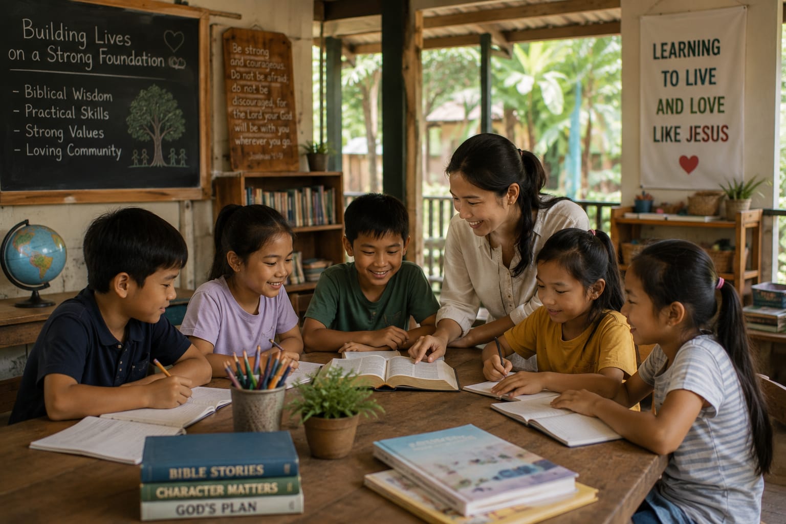 Children learning together in a community education setting