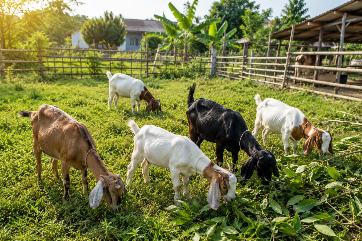 Goats grazing on the community farm — Livestock District